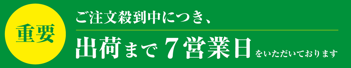 ご注文殺到中につき、一部商品は、出荷まで7営業日いただいています