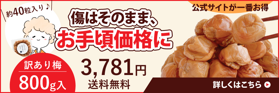 傷はそのまま、お手頃価格に「あんばい商店訳あり梅800g」