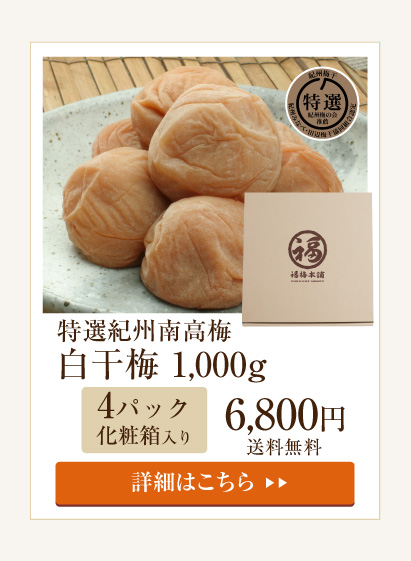 紀州産 種抜き白干し梅 100％果肉　無添加　無選別　10kg 無添加梅干し | 紀州梅干し専門店 福梅本舗