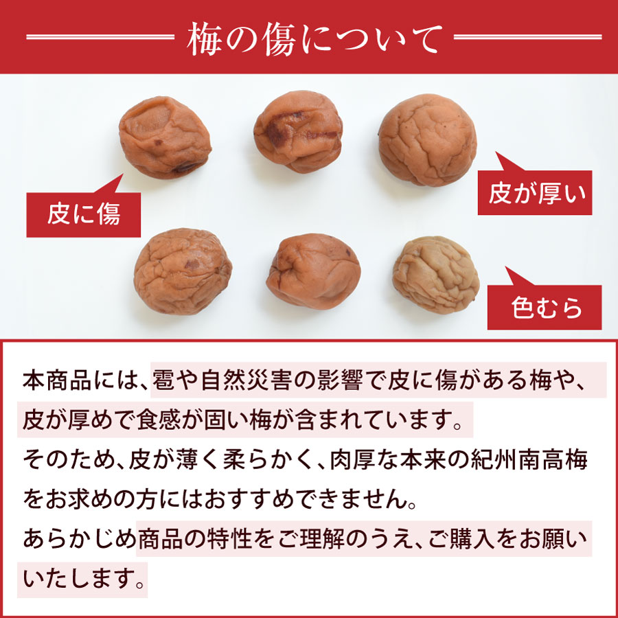 紀州産南高梅　訳あり傷あり梅750g