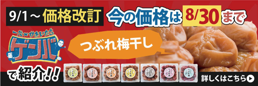 日本テレビ「一茂×かまいたち ゲンバ」で紹介されました！大人気つぶれ梅