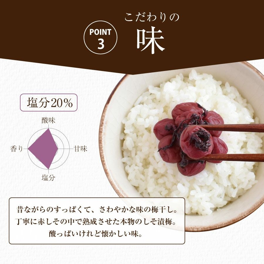 紀州産小梅 無添加 【しそ漬小梅200g（塩分約20％）】食べやすい大きさ
