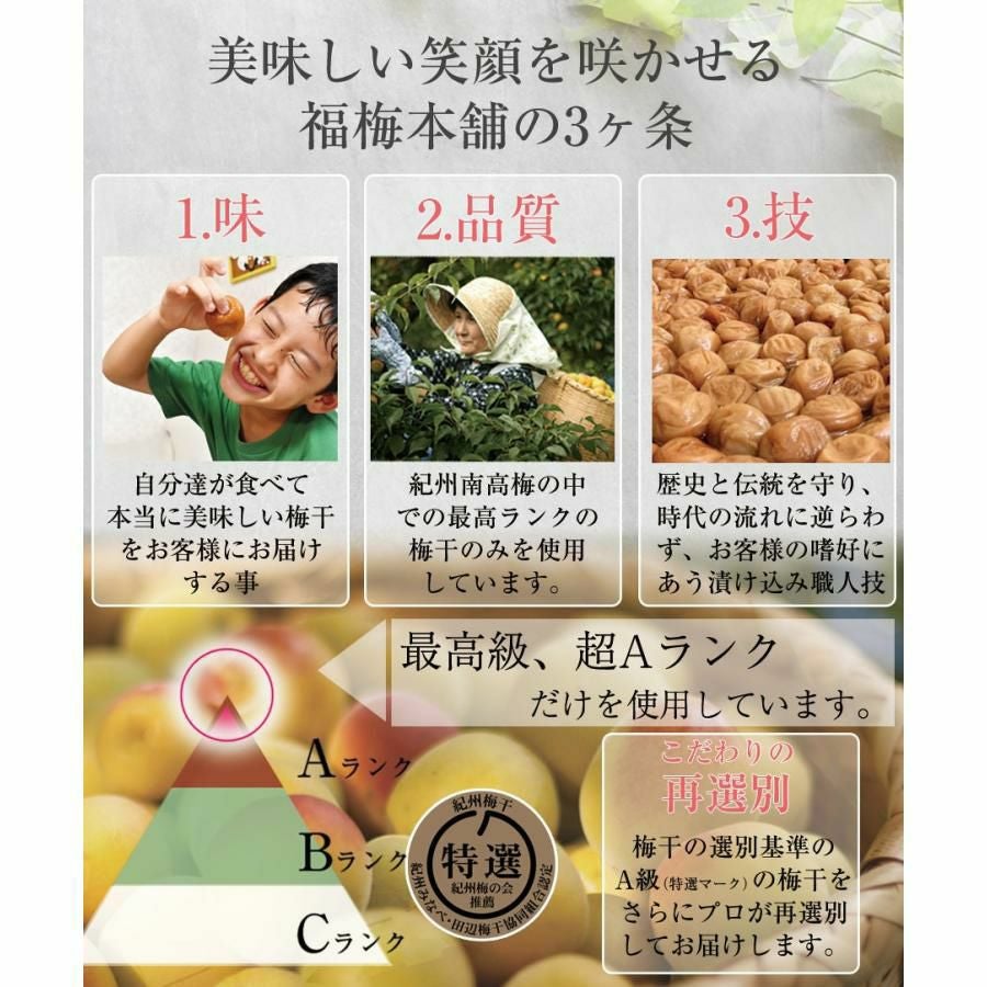 特選紀州南高梅 まろやか梅 (塩分約10％) ／ 500g (250g×2パック) ご飯