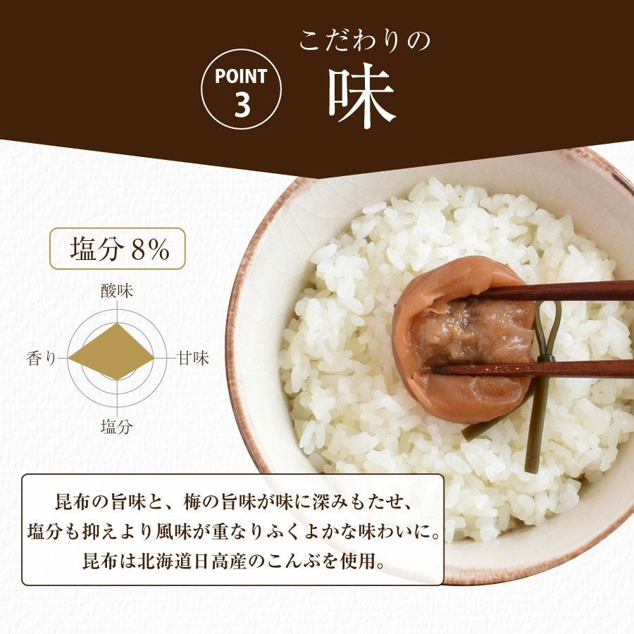 特選紀州南高梅 【こんぶ梅1kg（塩分約8％）】250g×4化粧箱入りこんぶ