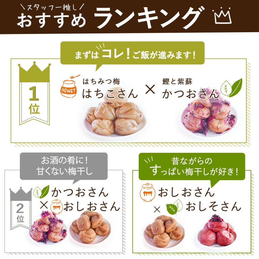 紀州南高梅 訳あり 梅干し5種を食べ比べ お試しセット | 紀州梅干し