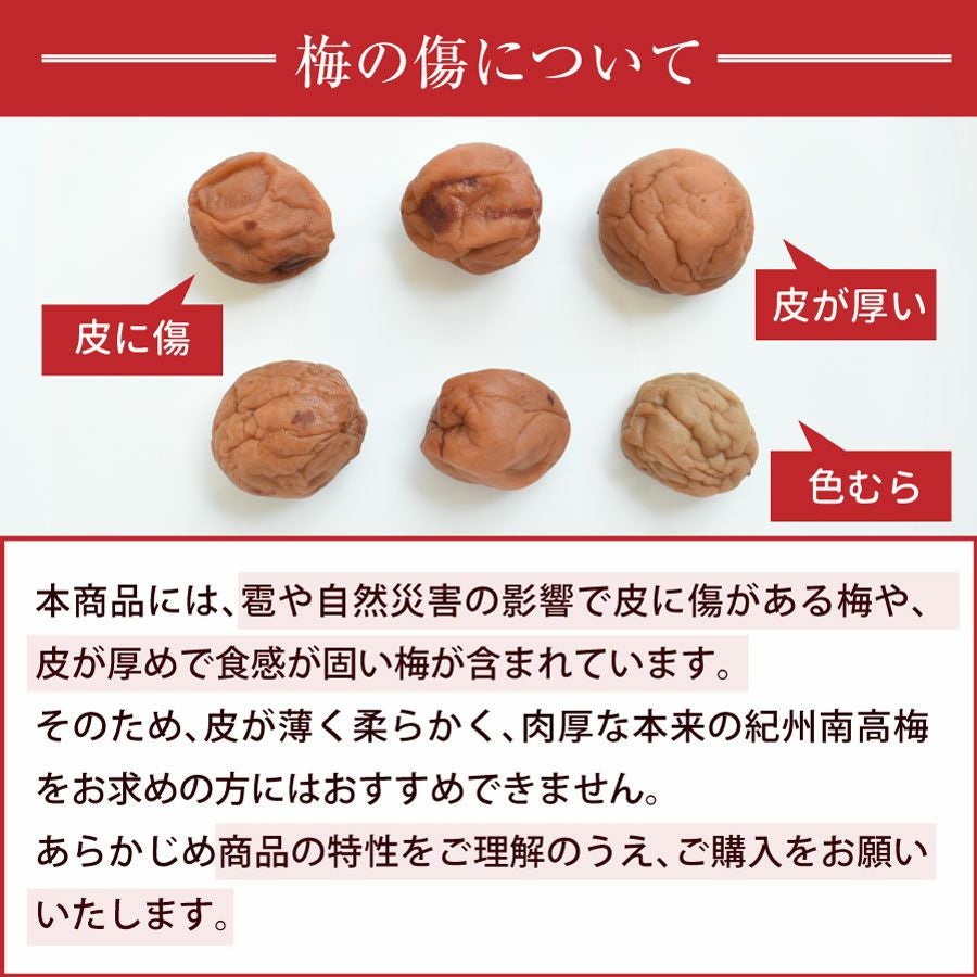 傷あり梅干し｜雹(ひよう）や自然災害を乗り越えたつぶれ梅 750g あま