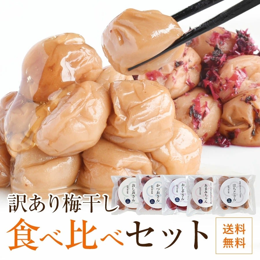 紀州南高梅 訳あり 梅干し5種を食べ比べ お試しセット | 紀州梅干し